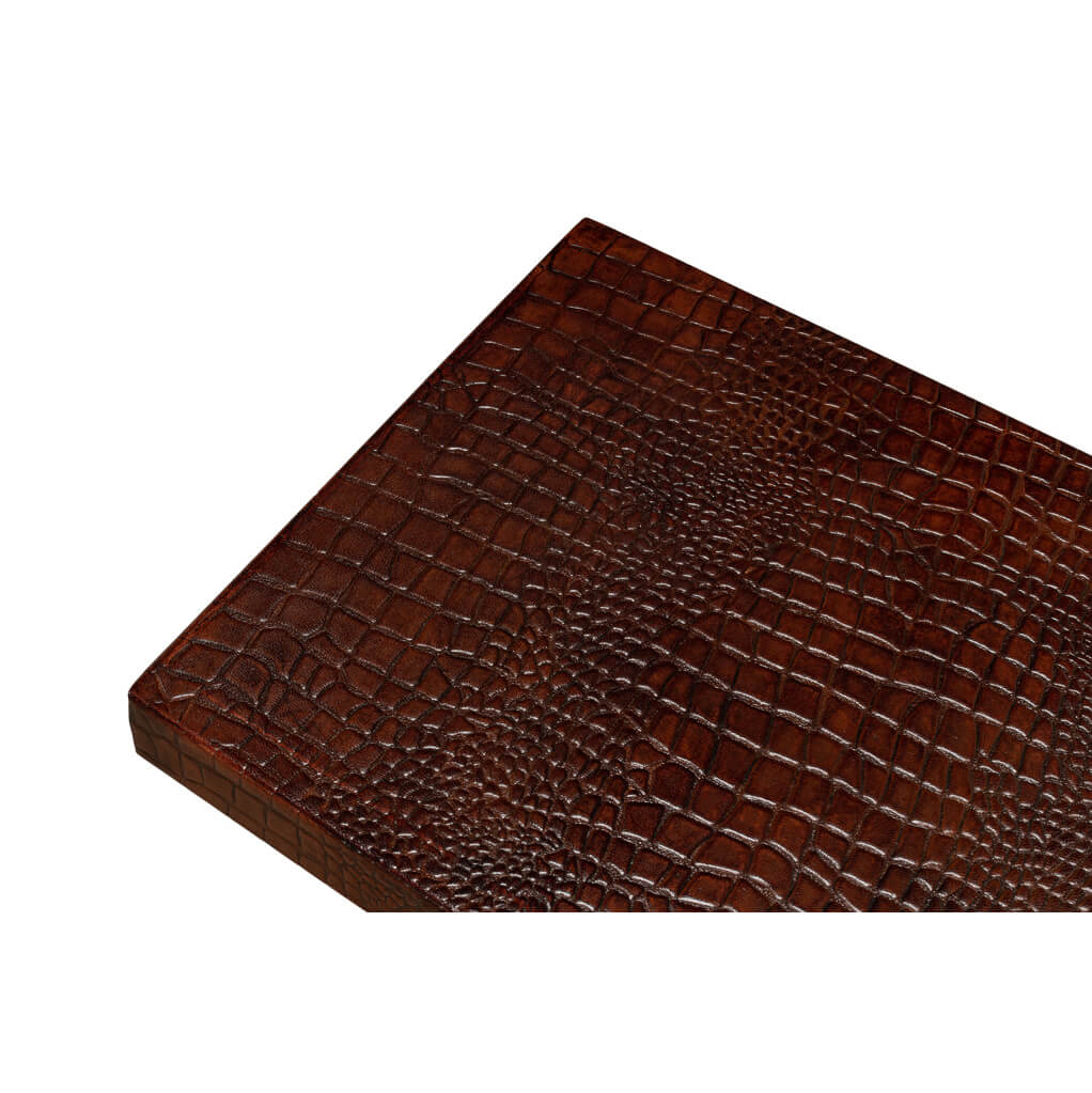 Mid Century Leather Top Accent Table - English Georgian America