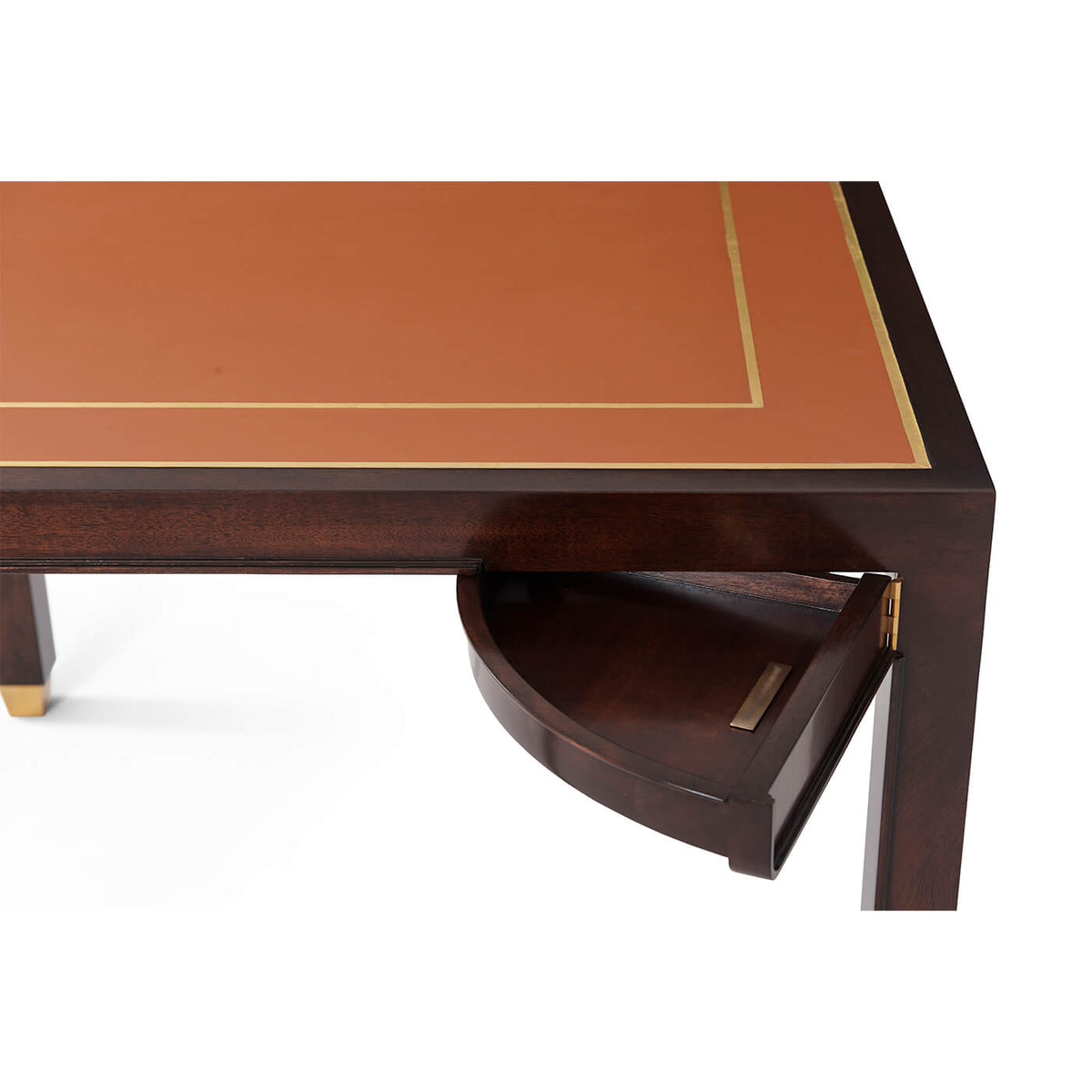 Mid Century Leather Top Game Table - English Georgian America