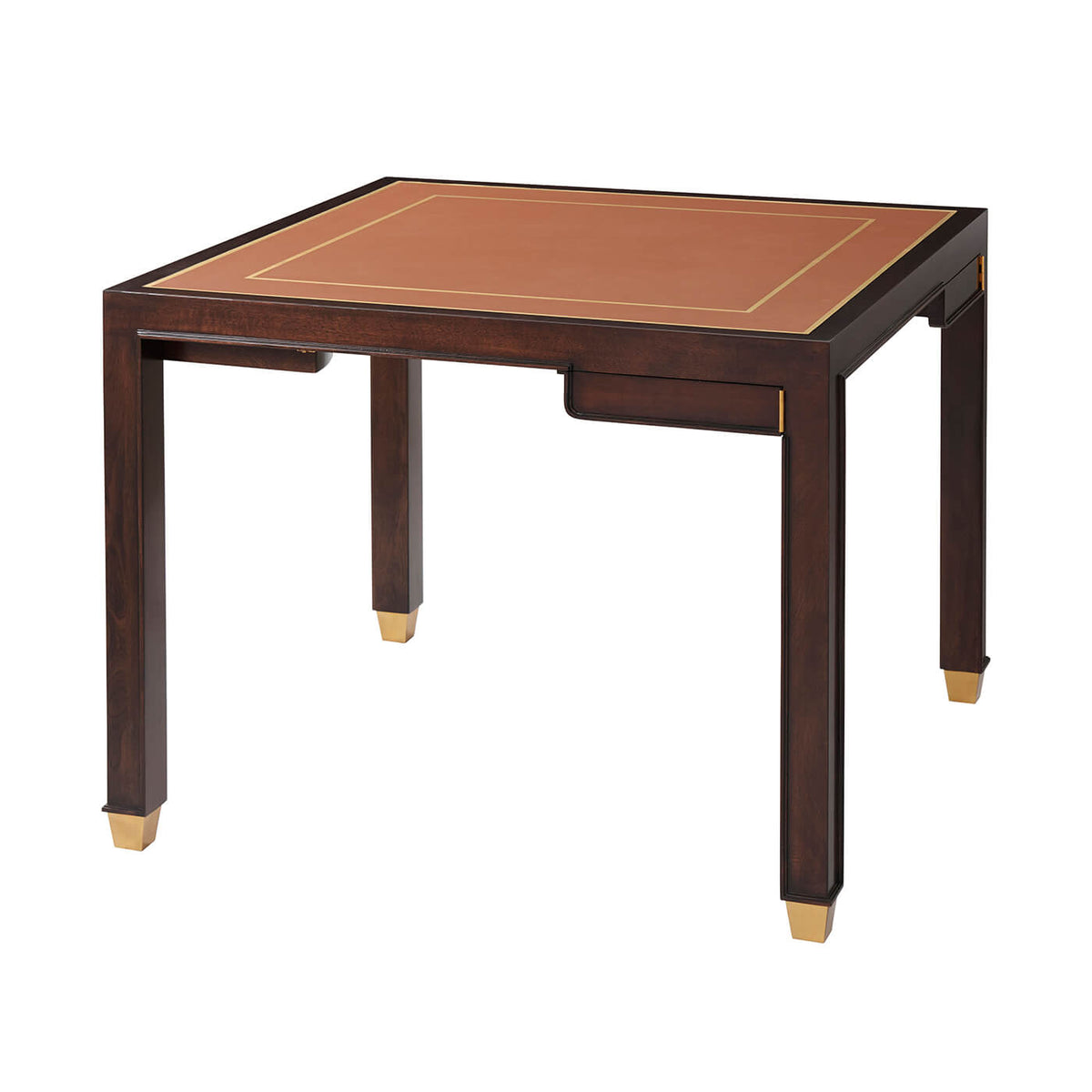 Mid Century Leather Top Game Table - English Georgian America