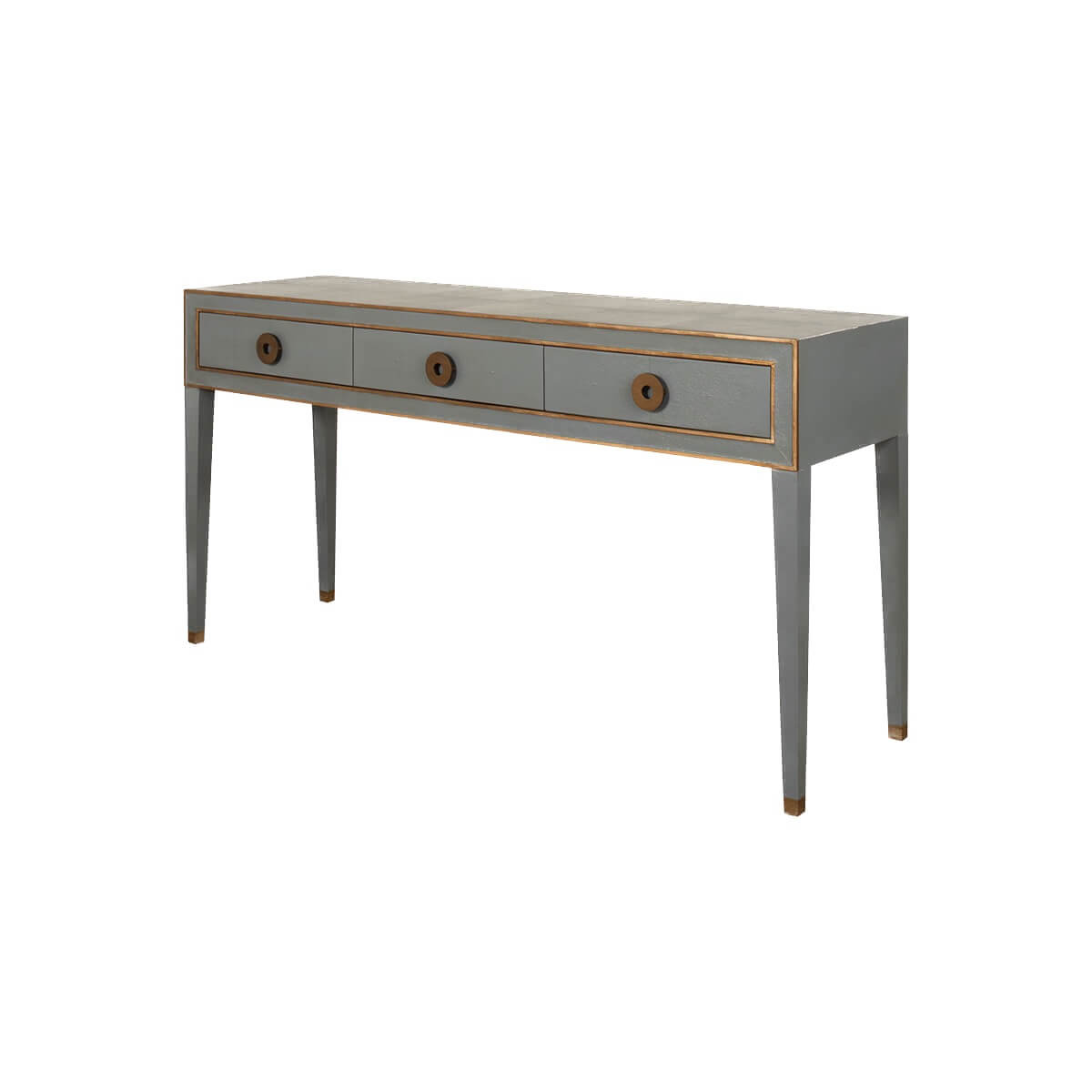 Mid Century Leather Wrapped Console - English Georgian America