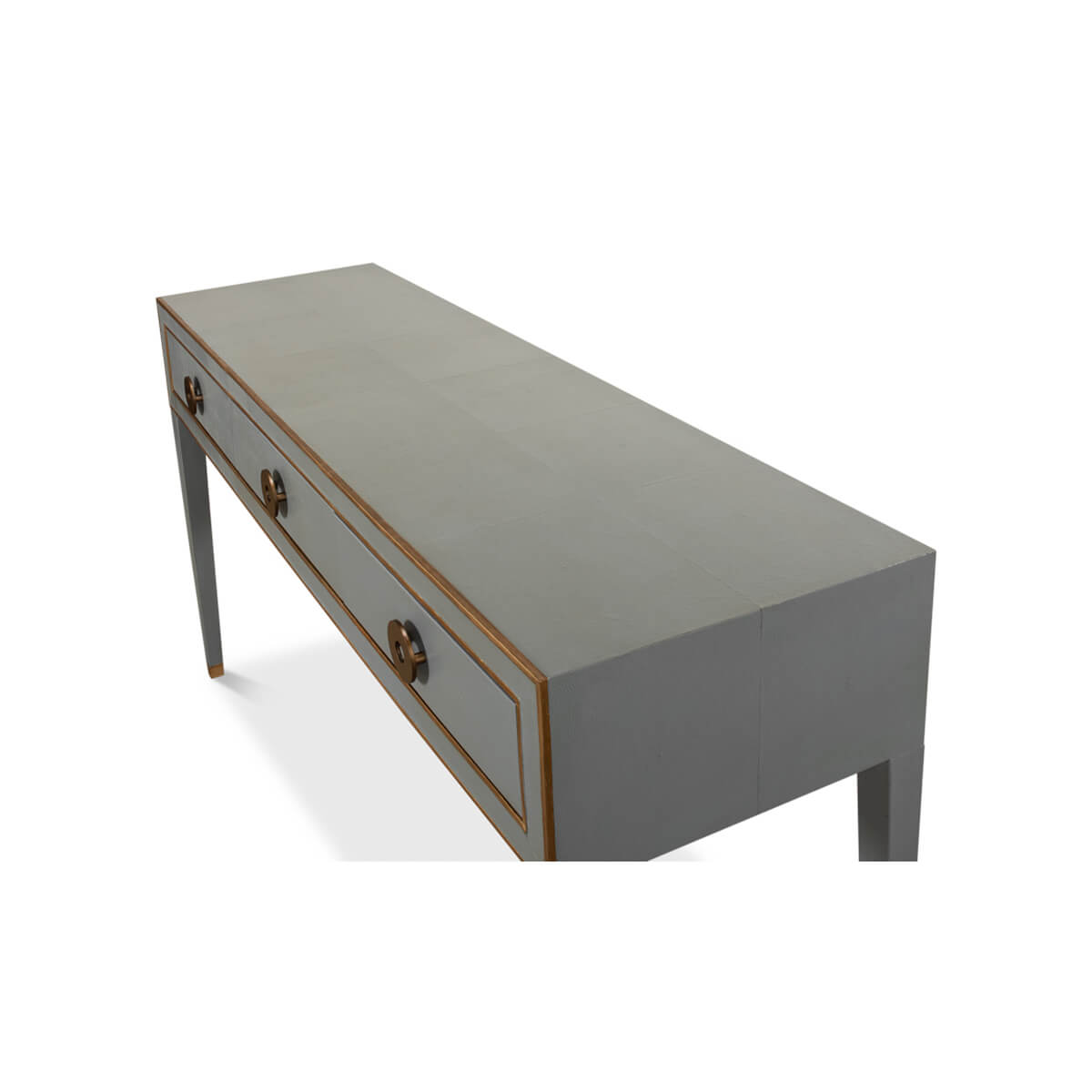 Mid Century Leather Wrapped Console - English Georgian America