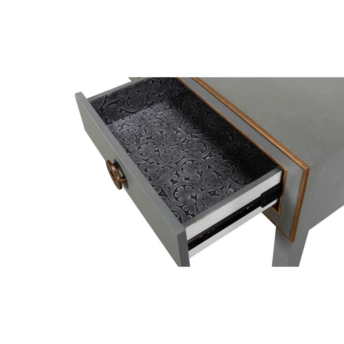 Mid Century Leather Wrapped Console - English Georgian America