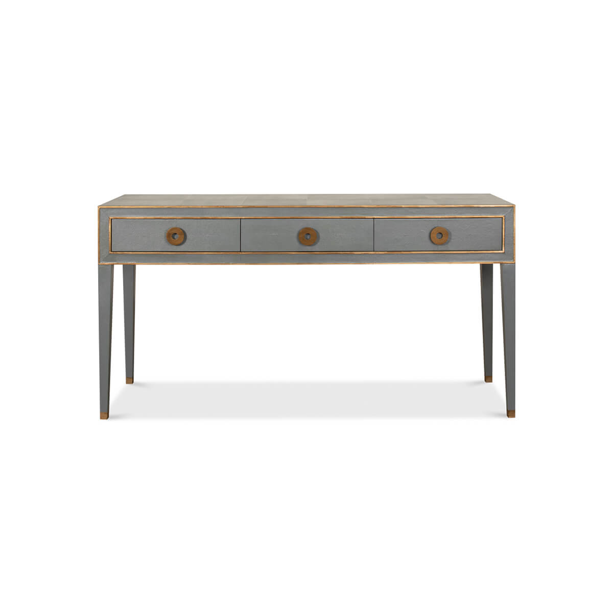 Mid Century Leather Wrapped Console - English Georgian America