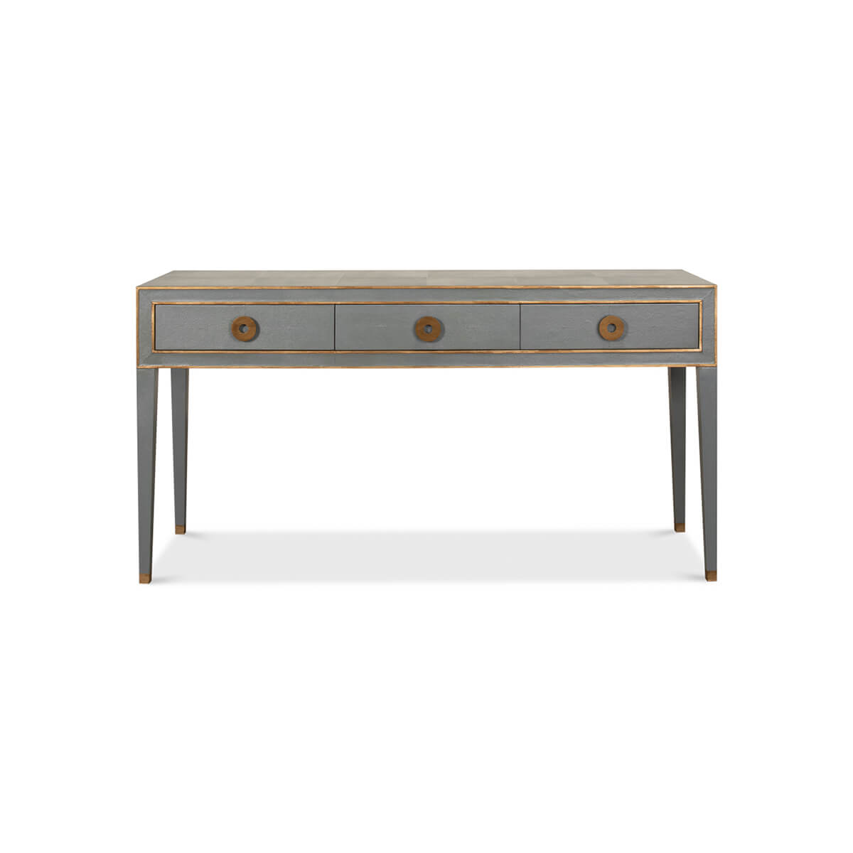 Mid Century Leather Wrapped Console - English Georgian America