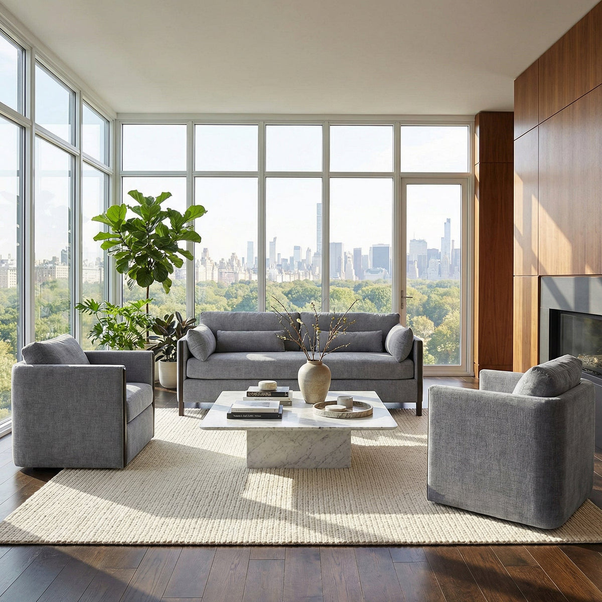 Mid - Century Minimalist Sofa in Gray Upholstery - English Georgian America