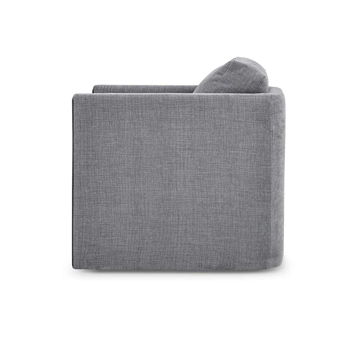 Mid - Century Minimalist Swivel Chair in Gray Upholstery - English Georgian America