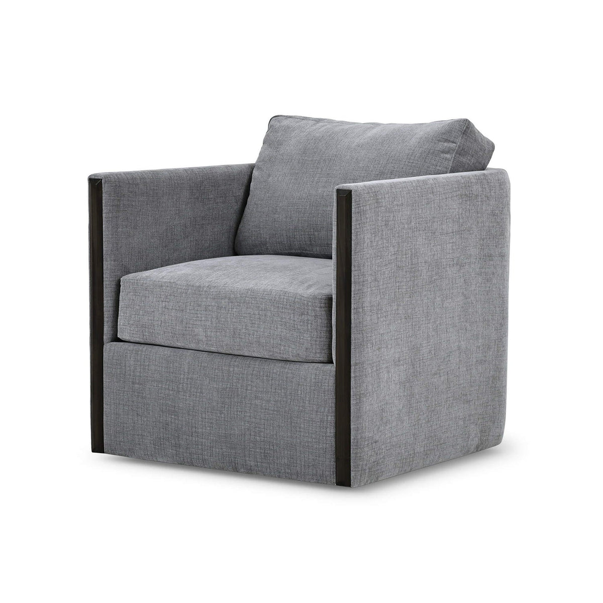 Mid - Century Minimalist Swivel Chair in Gray Upholstery - English Georgian America