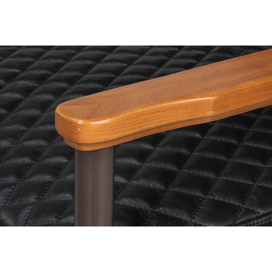 Mid - Century Modern Black Leather Armchair - English Georgian America