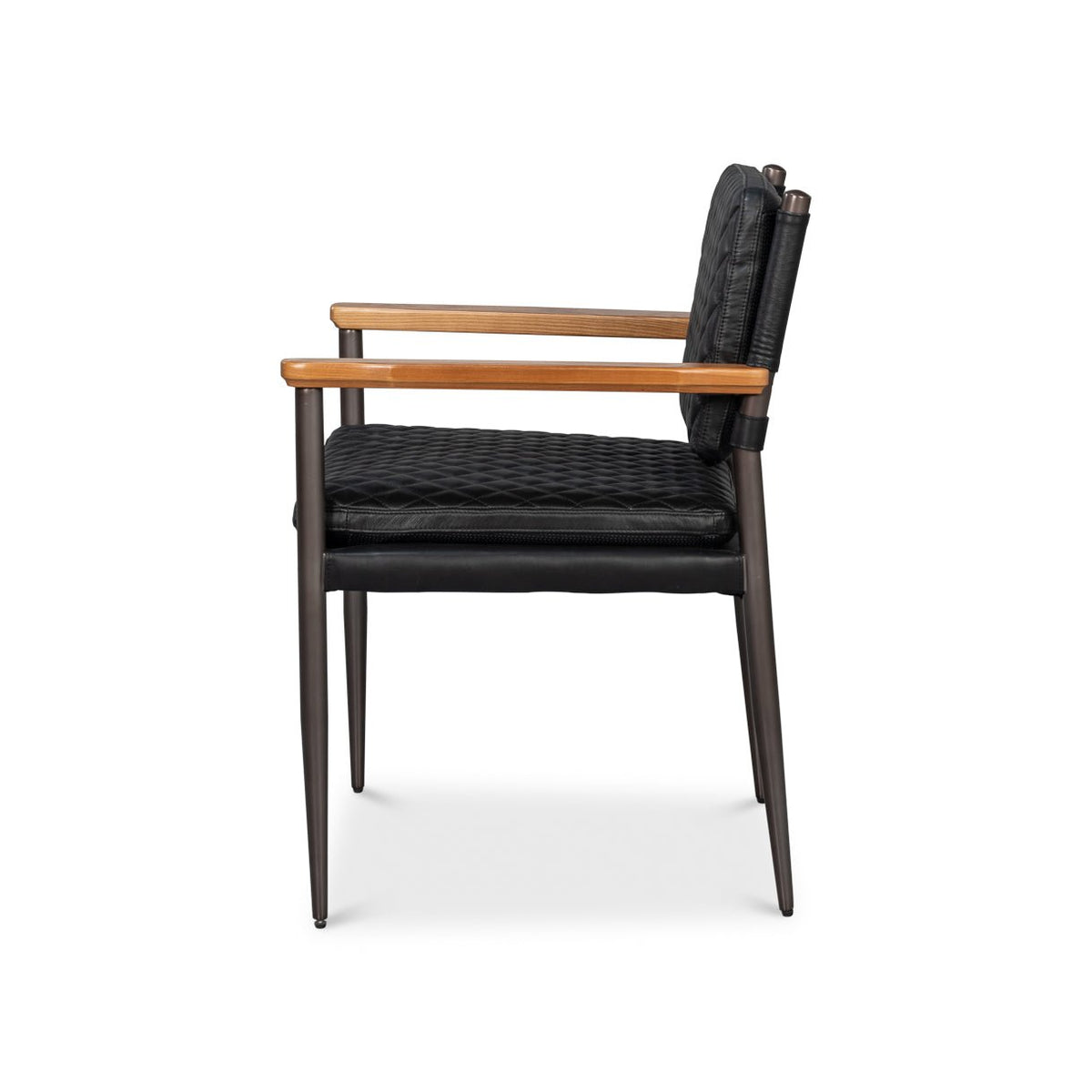 Mid - Century Modern Black Leather Armchair - English Georgian America