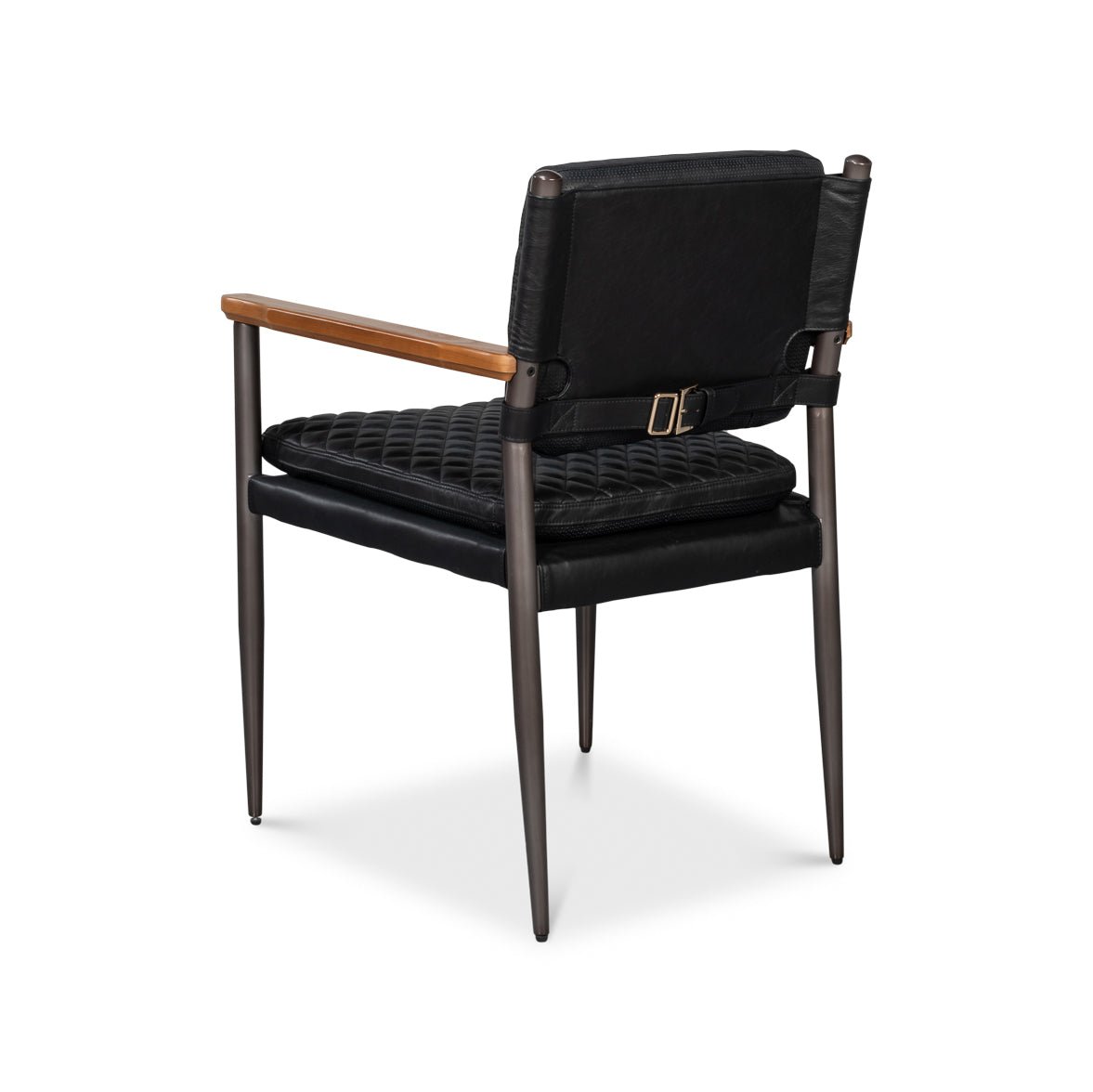 Mid - Century Modern Black Leather Armchair - English Georgian America