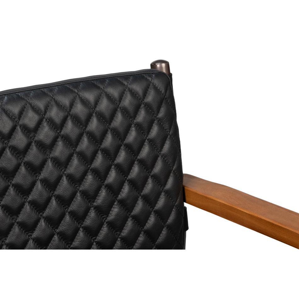 Mid - Century Modern Black Leather Armchair - English Georgian America