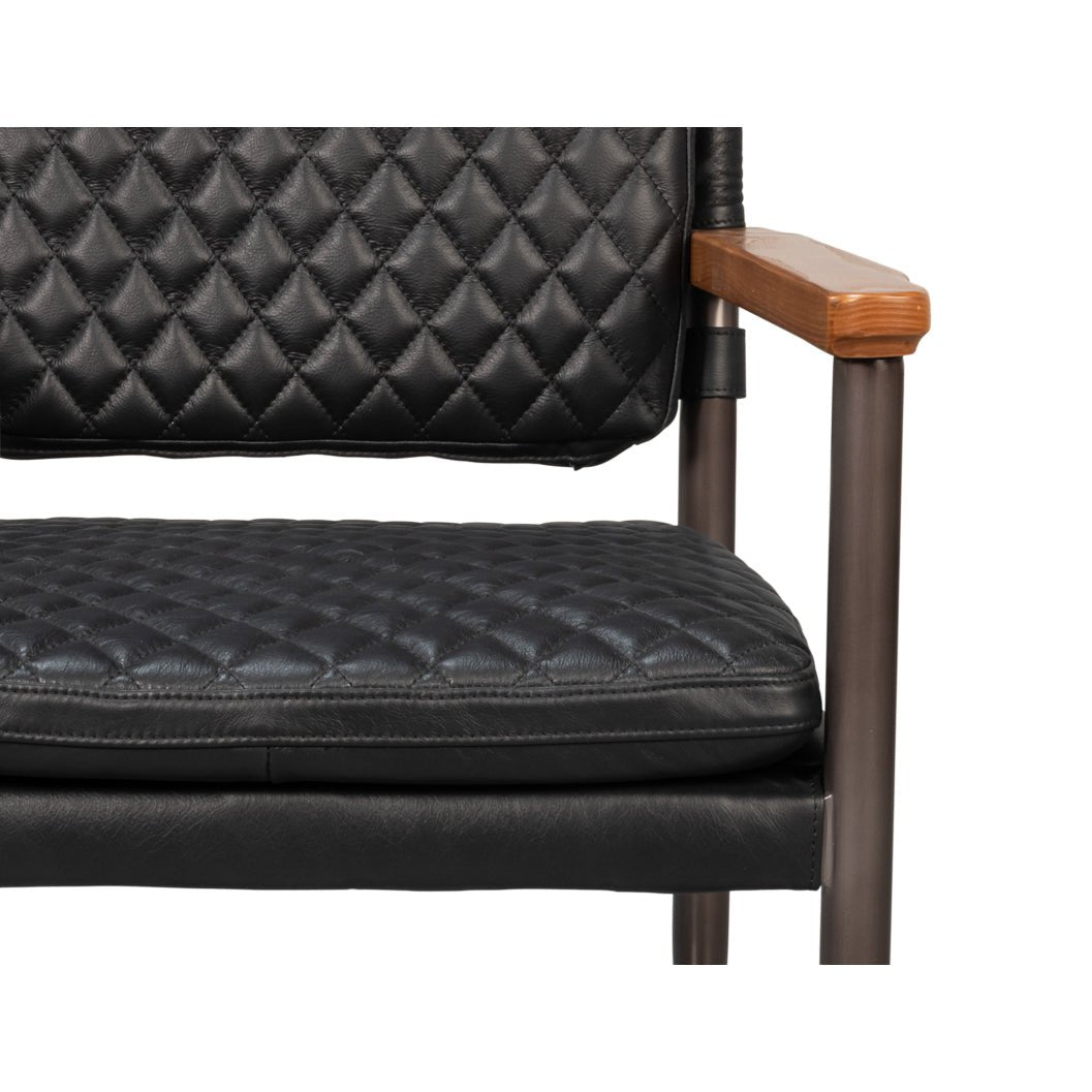 Mid - Century Modern Black Leather Armchair - English Georgian America