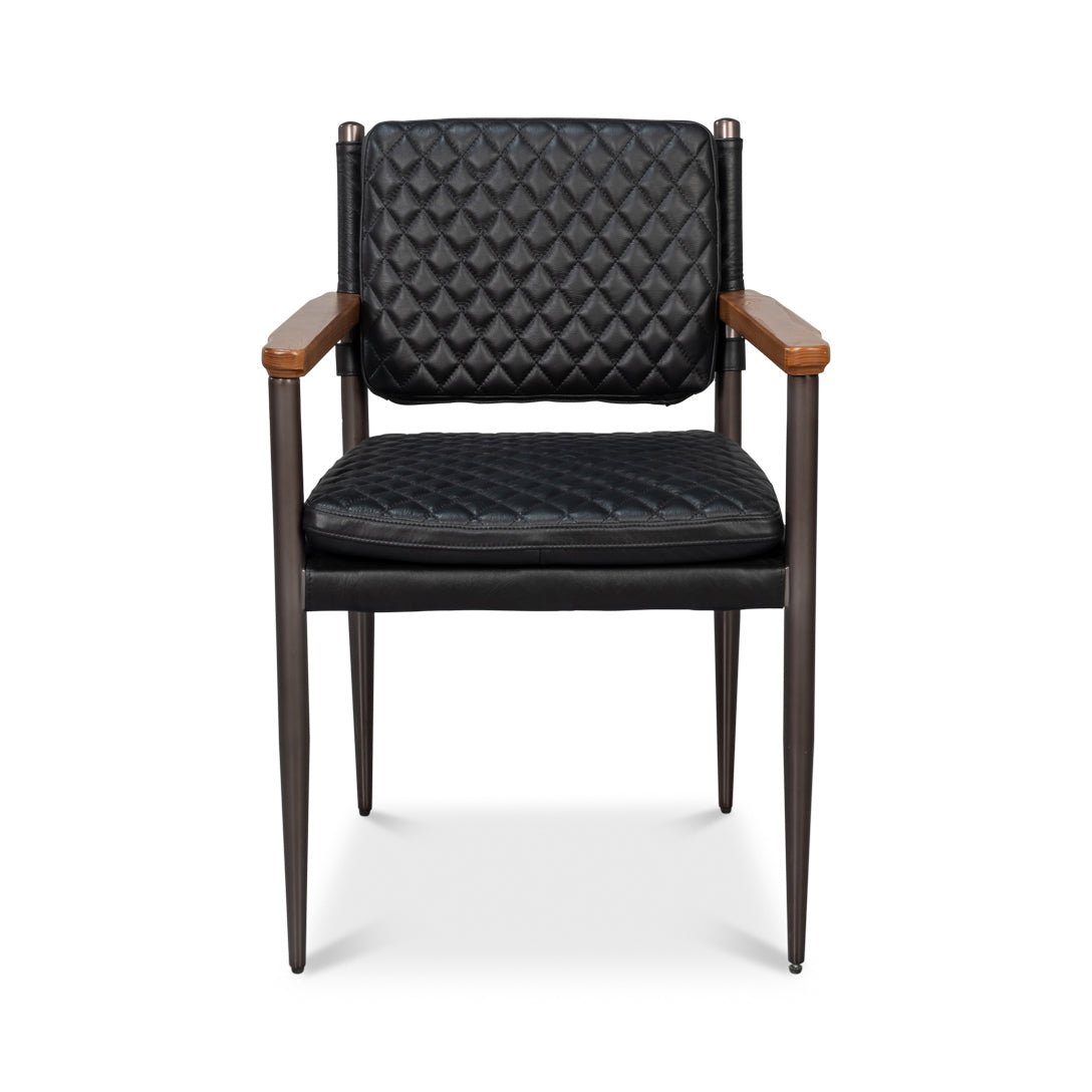 Mid - Century Modern Black Leather Armchair - English Georgian America