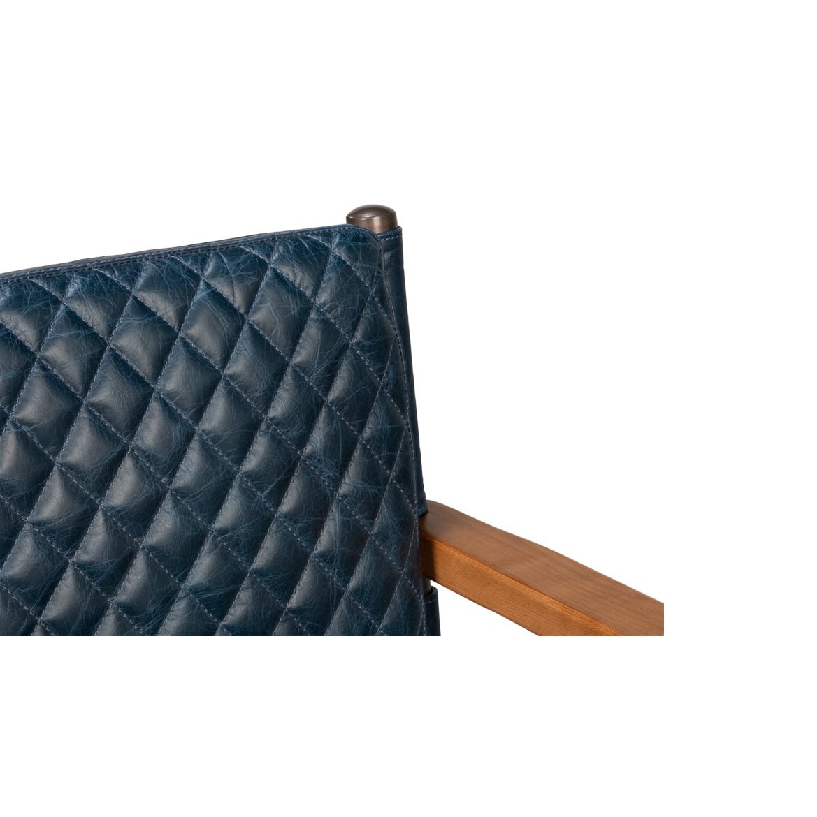 Mid - Century Modern Blue Leather Armchair - English Georgian America