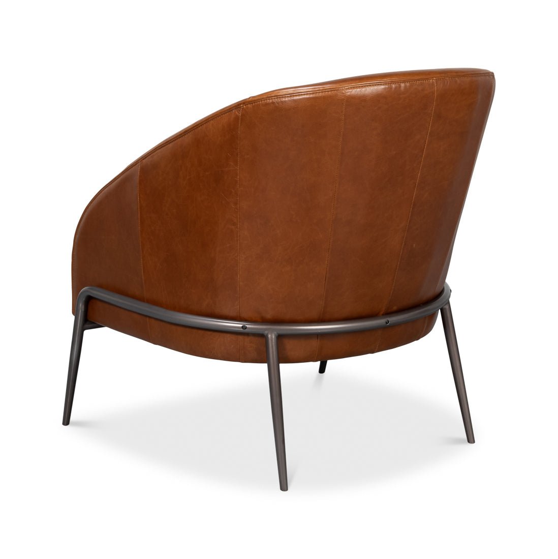 Mid Century Modern Brown Leather Accent Chair - English Georgian America