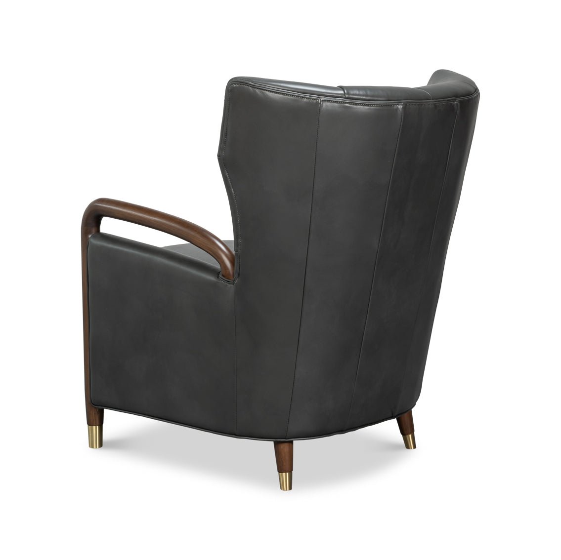 Mid - Century Modern Gray Leather Armchair - English Georgian America