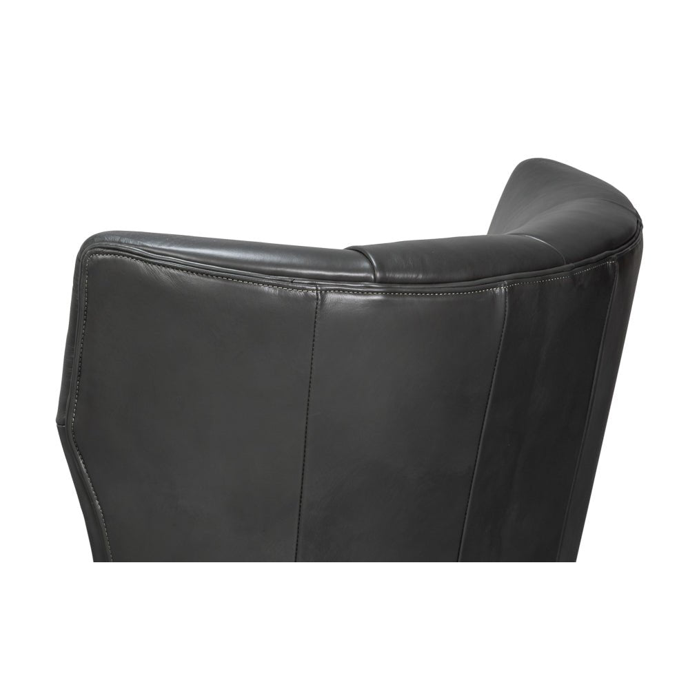 Mid - Century Modern Gray Leather Armchair - English Georgian America