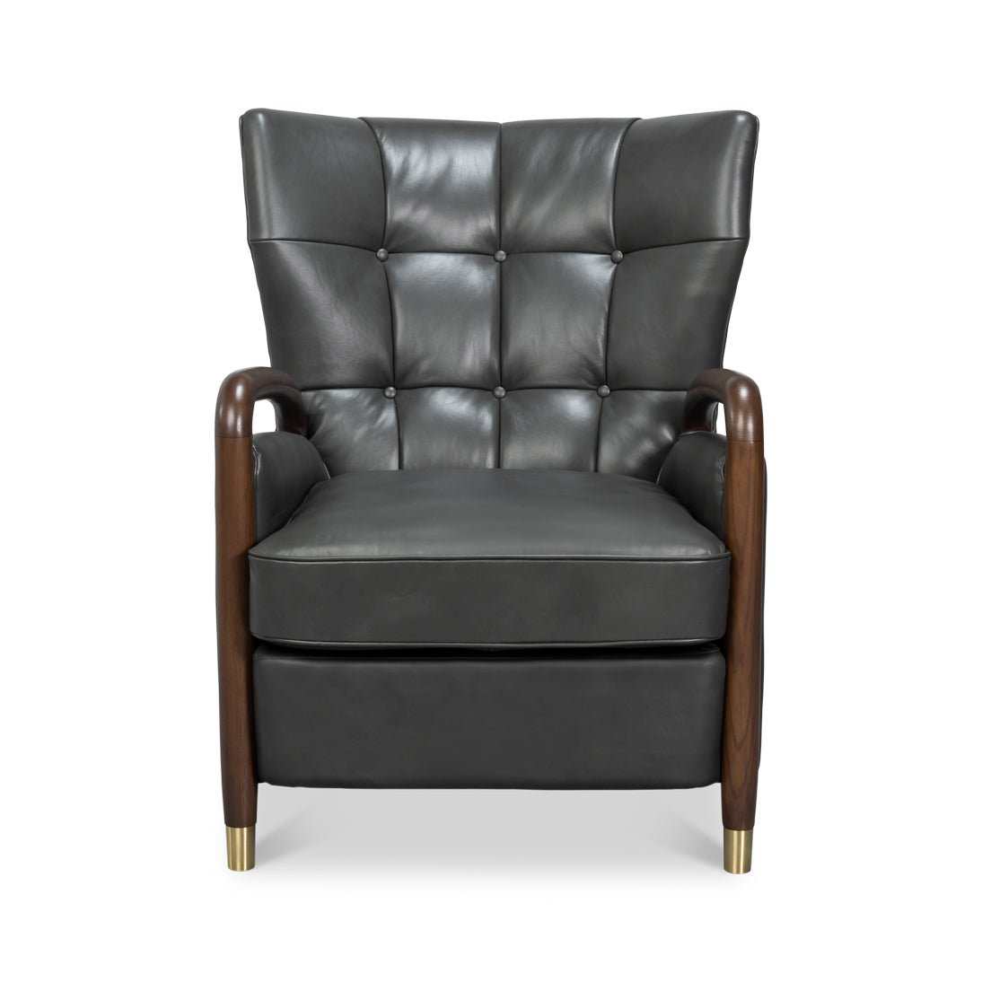 Mid - Century Modern Gray Leather Armchair - English Georgian America