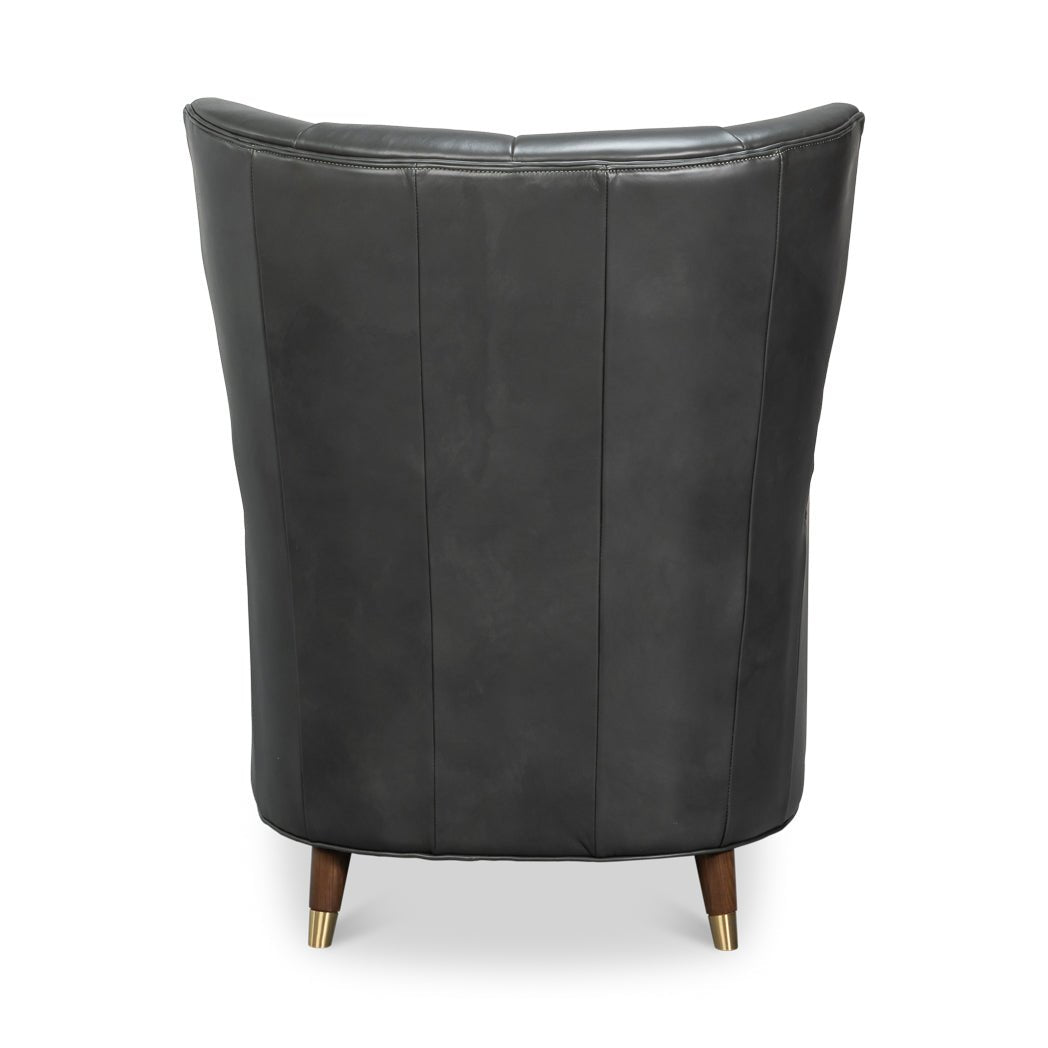 Mid - Century Modern Gray Leather Armchair - English Georgian America