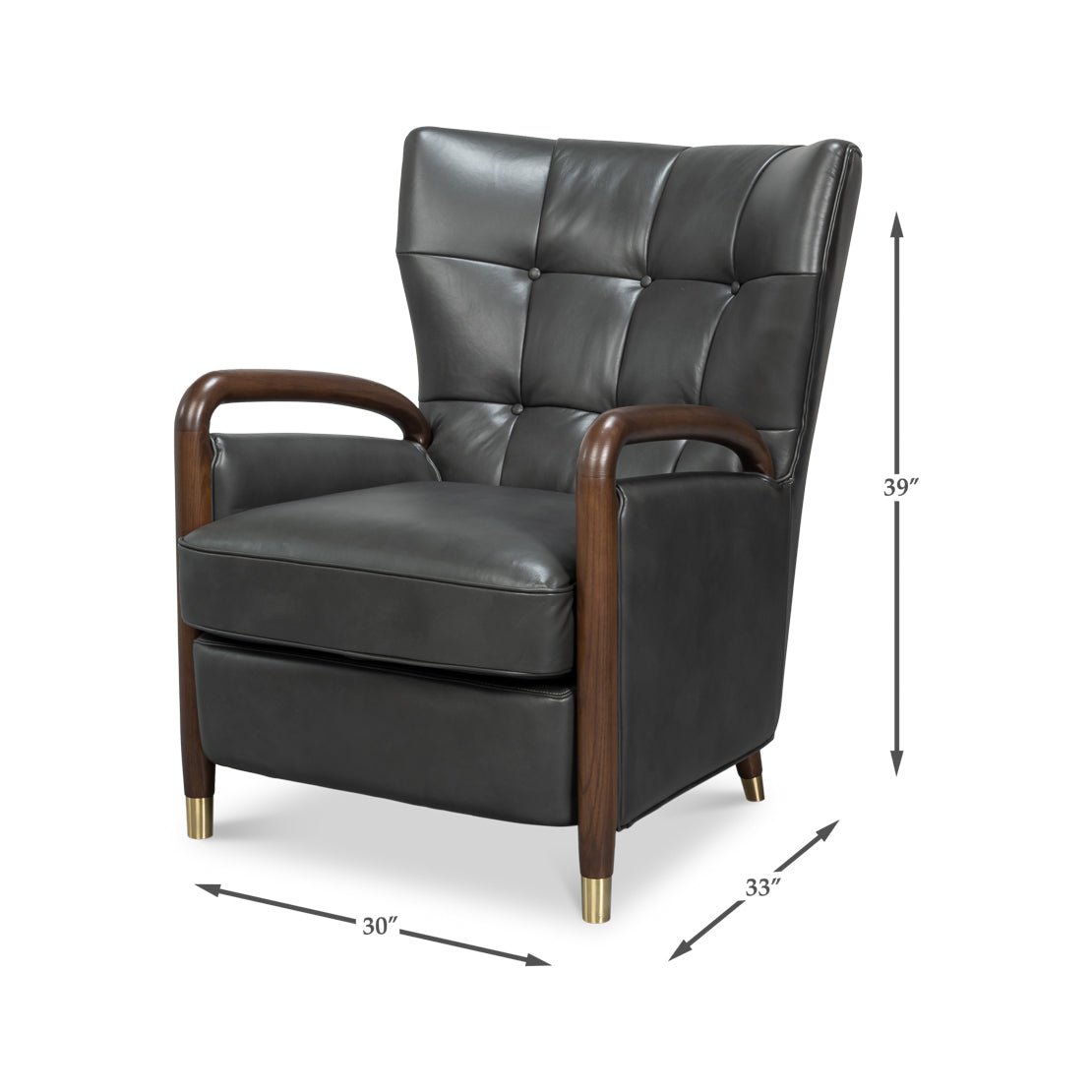 Mid - Century Modern Gray Leather Armchair - English Georgian America