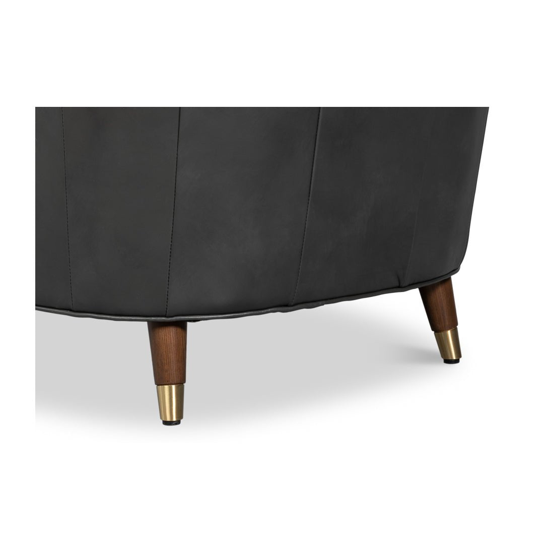 Mid - Century Modern Gray Leather Armchair - English Georgian America