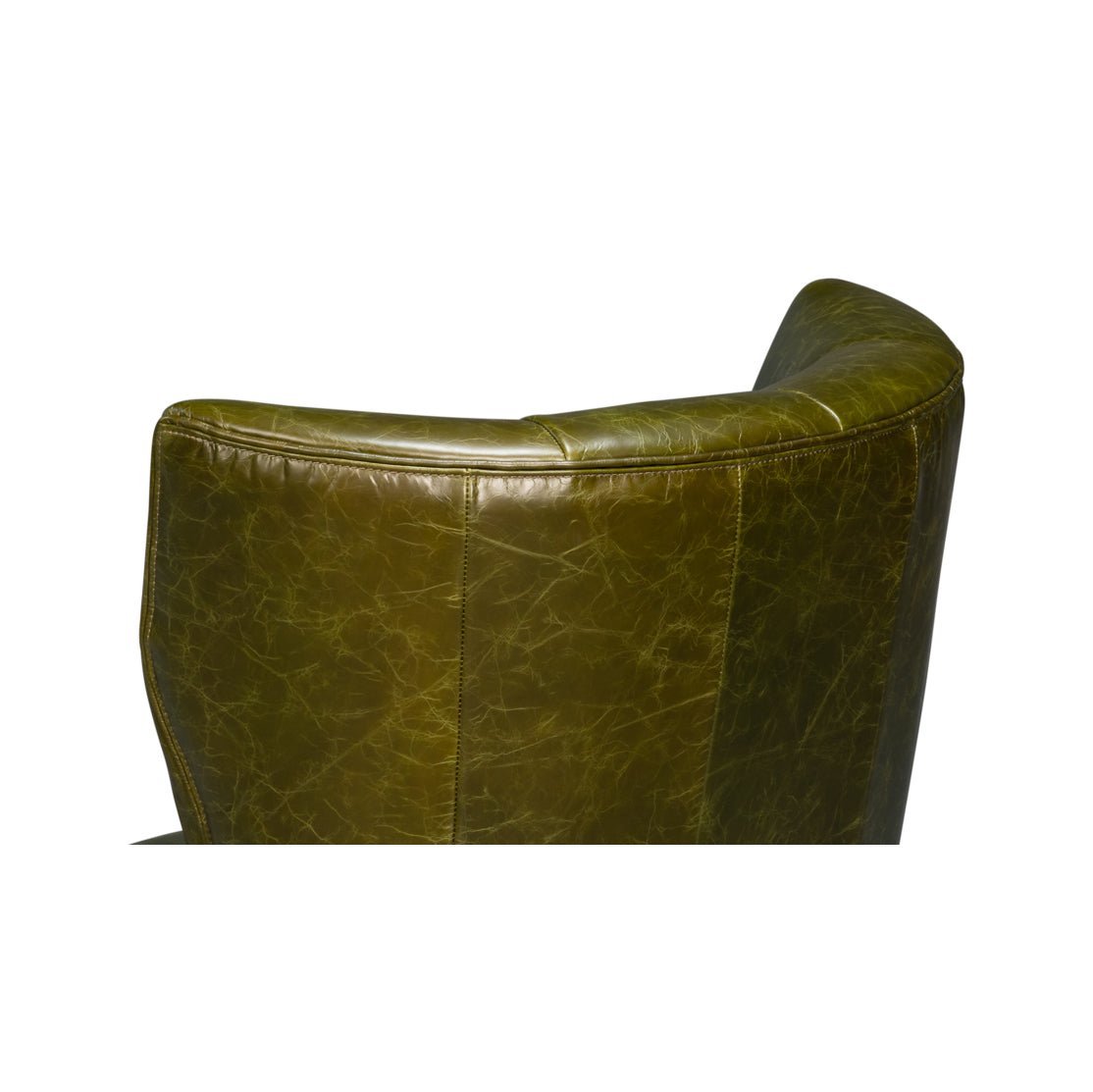 Mid - Century Modern Green Leather Armchair - English Georgian America
