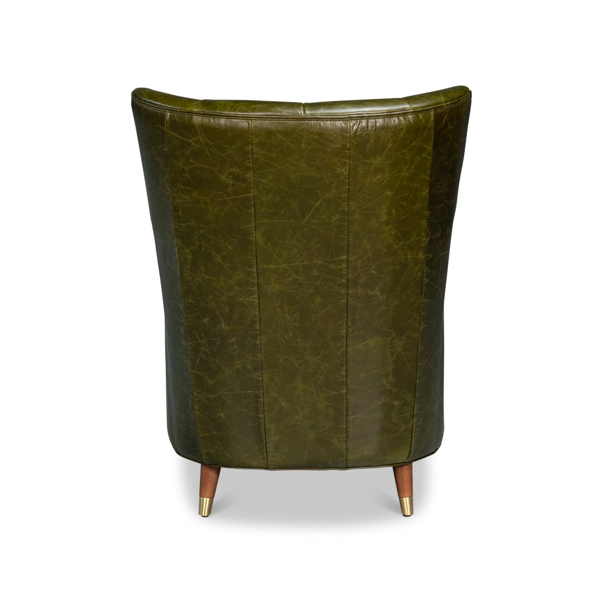 Mid - Century Modern Green Leather Armchair - English Georgian America