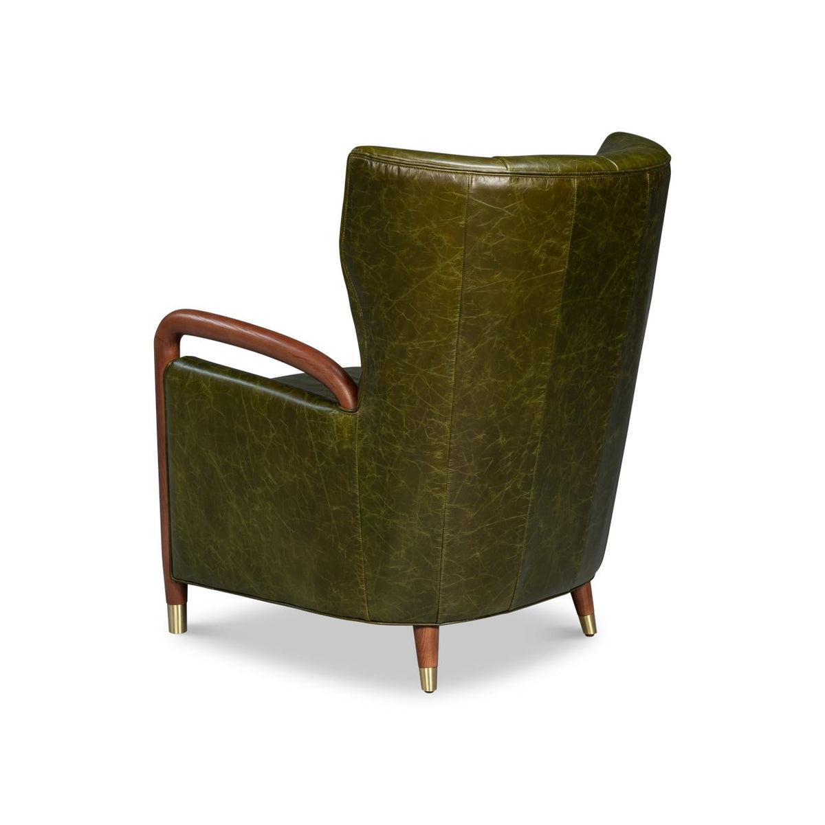 Mid - Century Modern Green Leather Armchair - English Georgian America