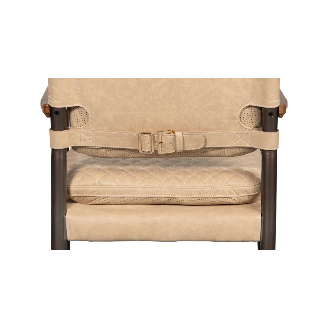 Mid - Century Modern Leather Armchair - Cappuccino Cream - English Georgian America