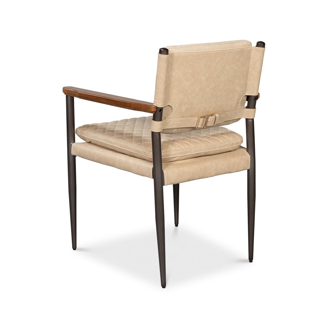 Mid - Century Modern Leather Armchair - Cappuccino Cream - English Georgian America