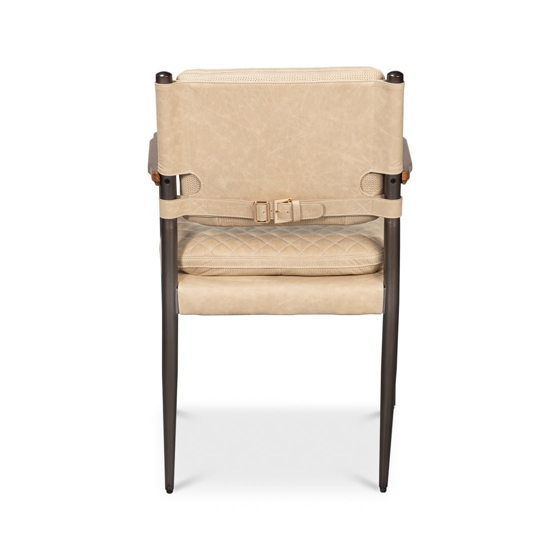 Mid - Century Modern Leather Armchair - Cappuccino Cream - English Georgian America