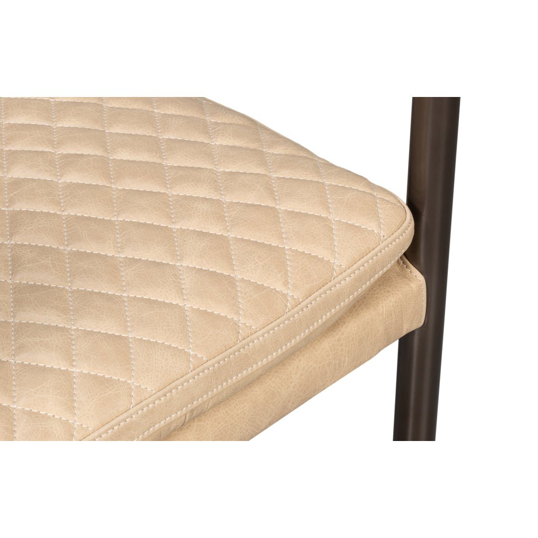 Mid - Century Modern Leather Armchair - Cappuccino Cream - English Georgian America