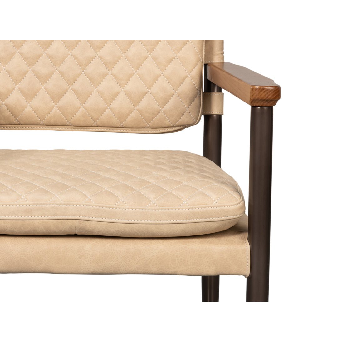 Mid - Century Modern Leather Armchair - Cappuccino Cream - English Georgian America