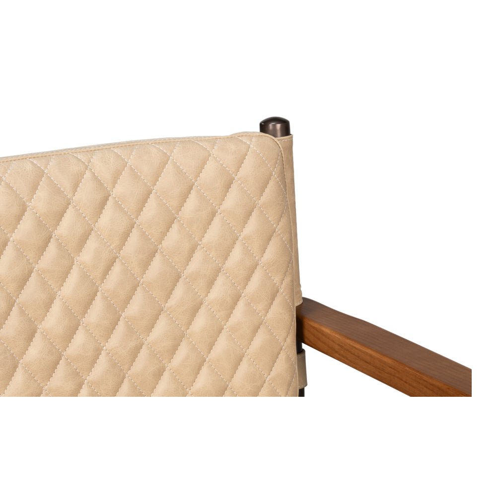 Mid - Century Modern Leather Armchair - Cappuccino Cream - English Georgian America