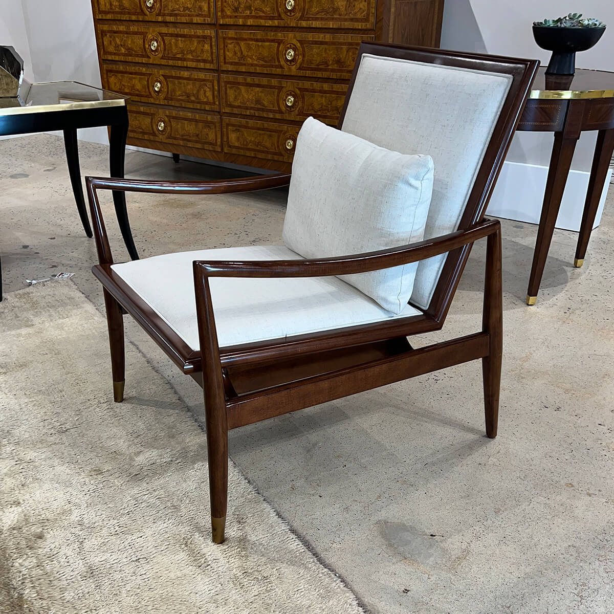 Mid Century Modern Lounge Chair - Walnut Finish - English Georgian America