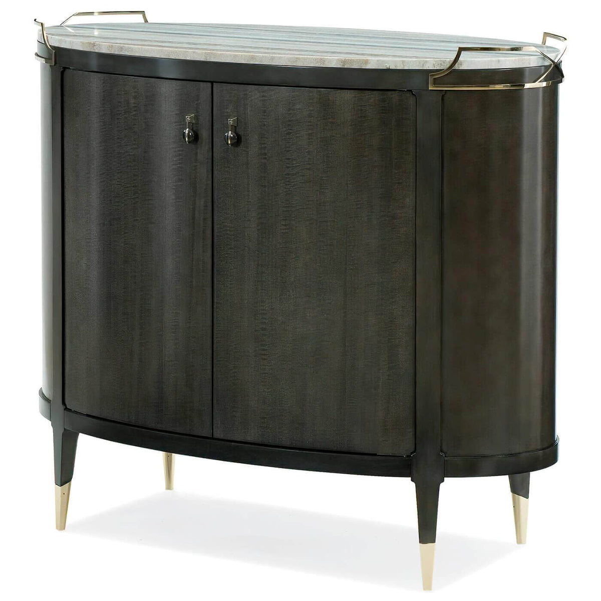 Mid Century Modern Oval Bar Cabinet - English Georgian America