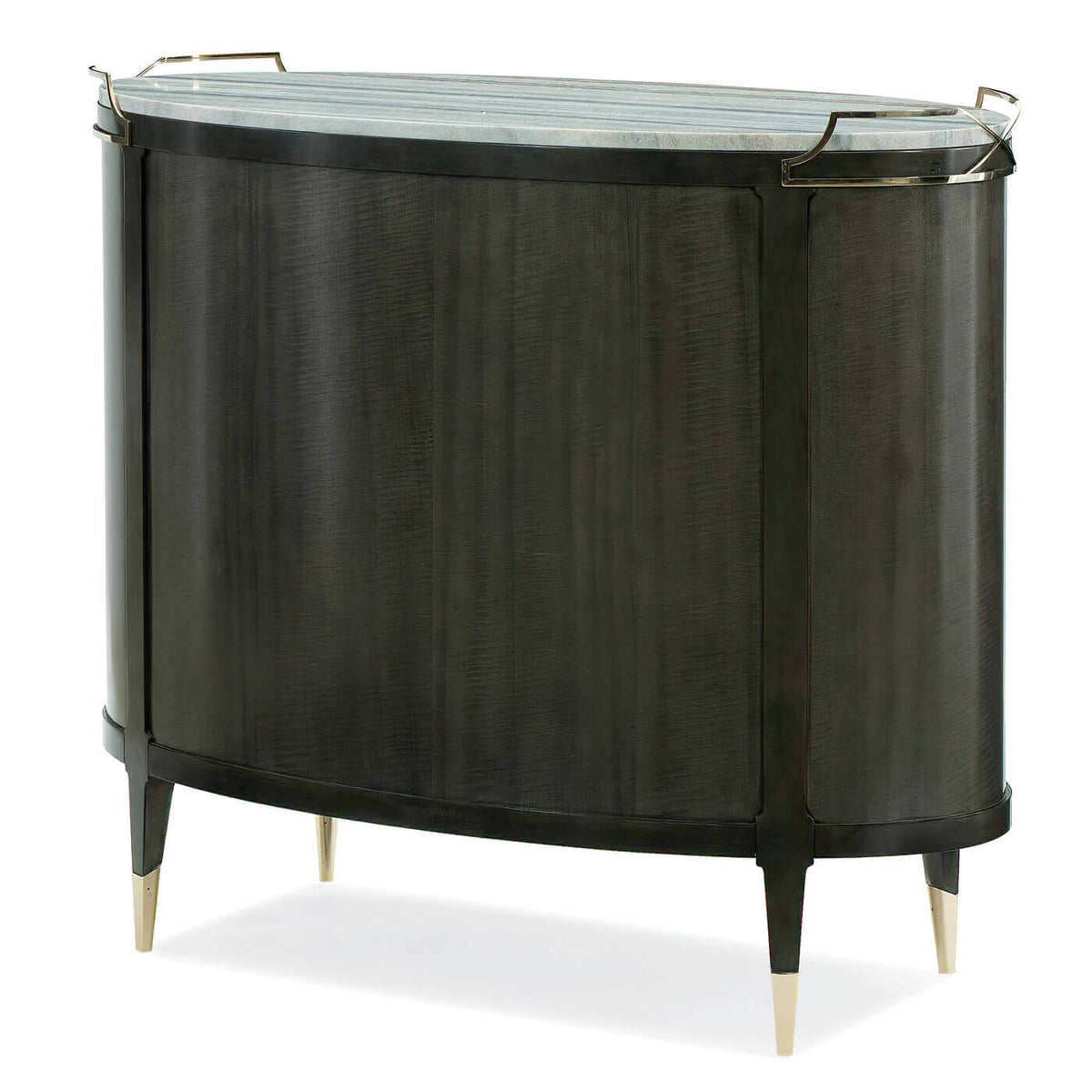 Mid Century Modern Oval Bar Cabinet - English Georgian America