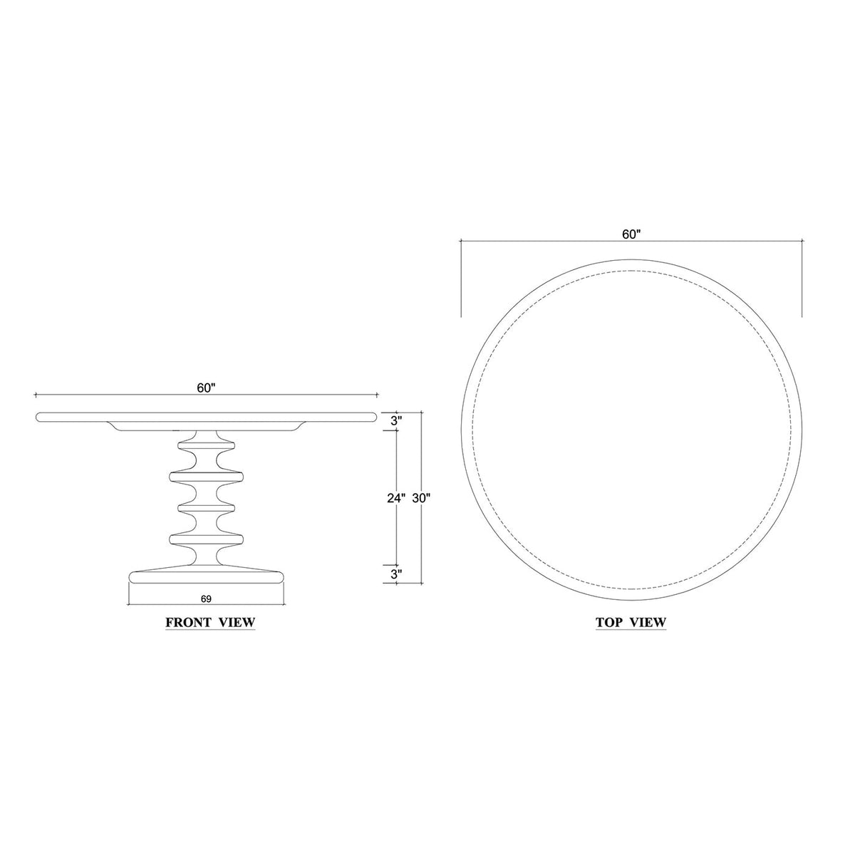 Mid Century Modern Round Dining Table - English Georgian America