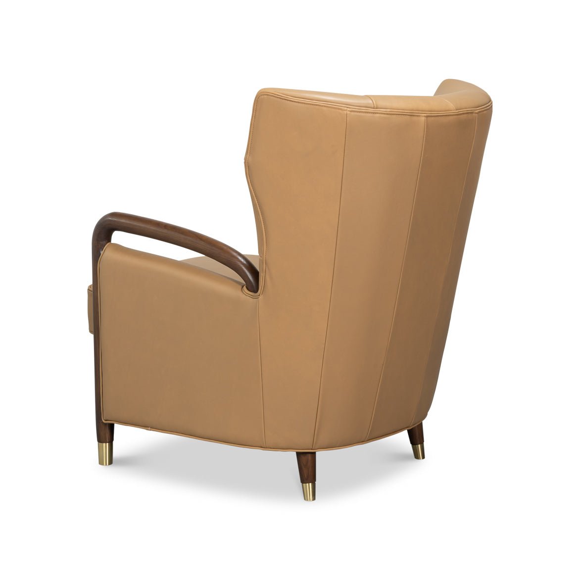 Mid - Century Modern Tan Leather Armchair - English Georgian America