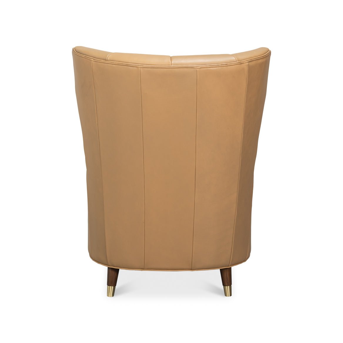 Mid - Century Modern Tan Leather Armchair - English Georgian America