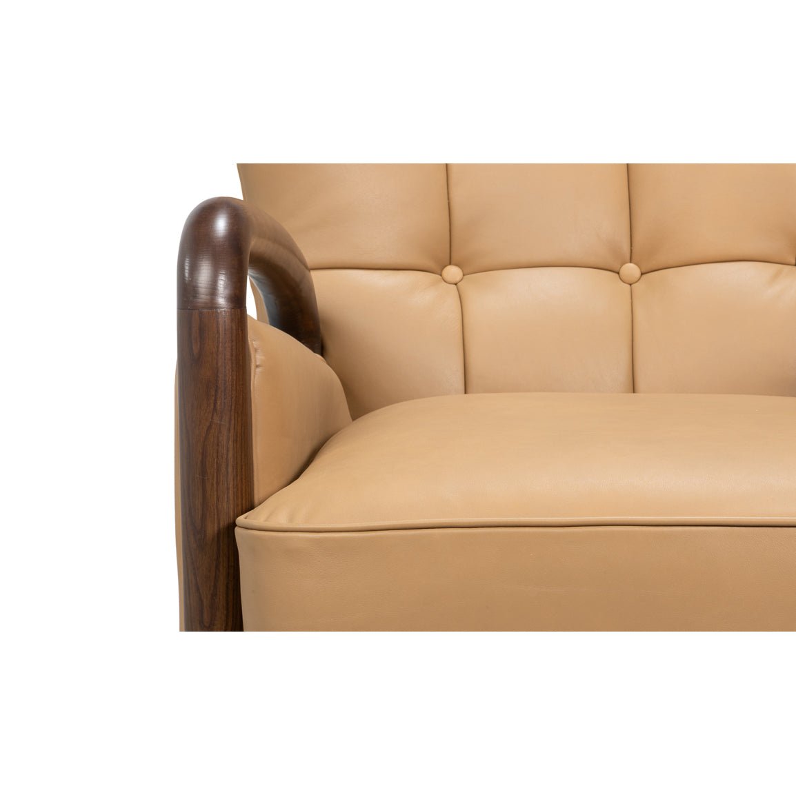 Mid - Century Modern Tan Leather Armchair - English Georgian America