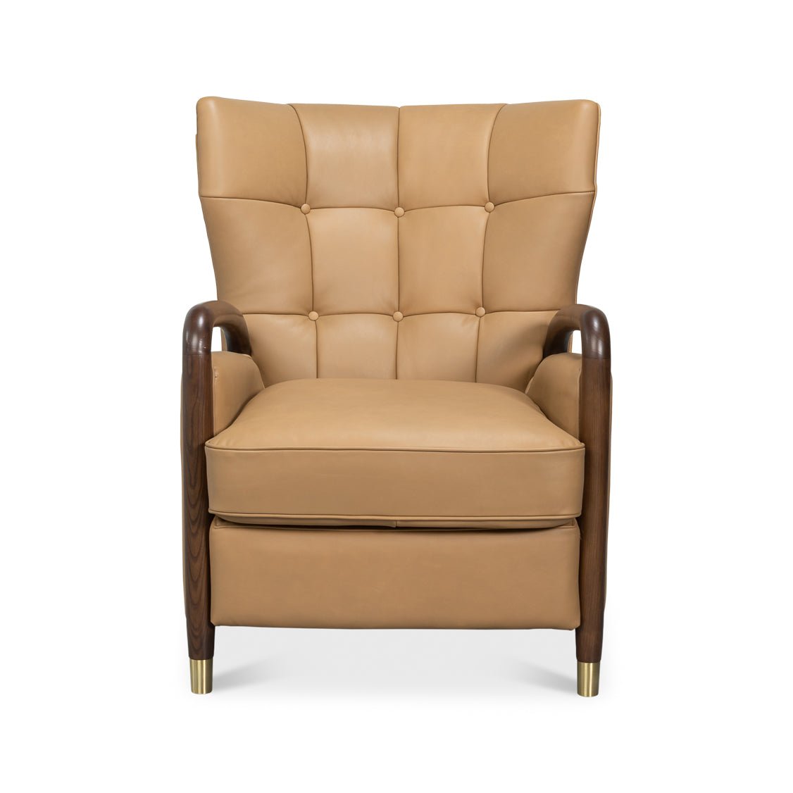 Mid - Century Modern Tan Leather Armchair - English Georgian America