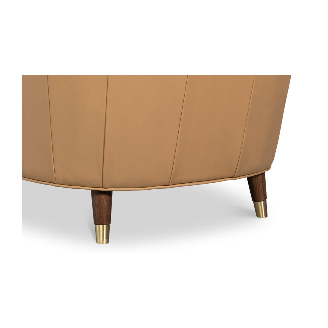 Mid - Century Modern Tan Leather Armchair - English Georgian America