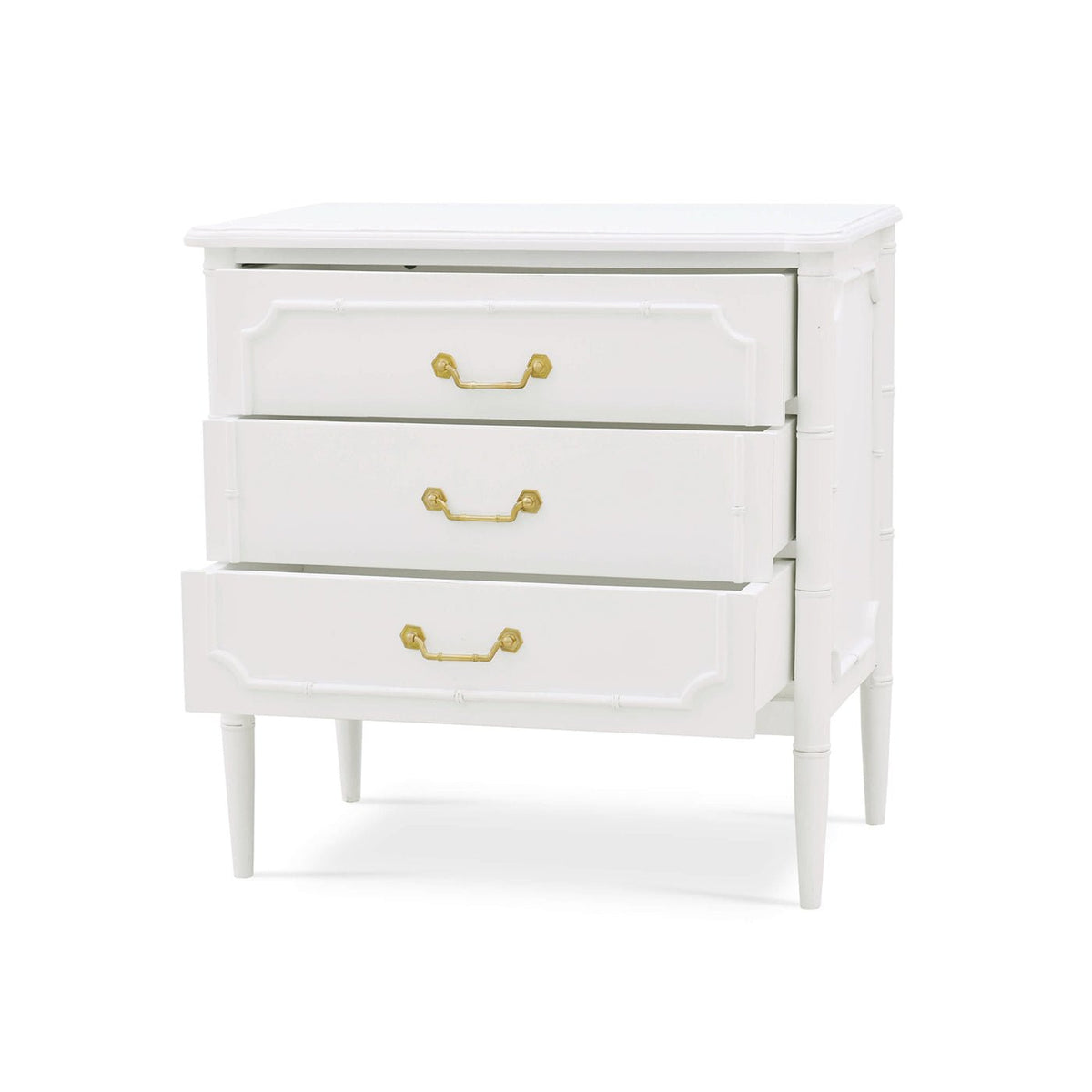 Mid Century Modern White Painted Nightstand - English Georgian America