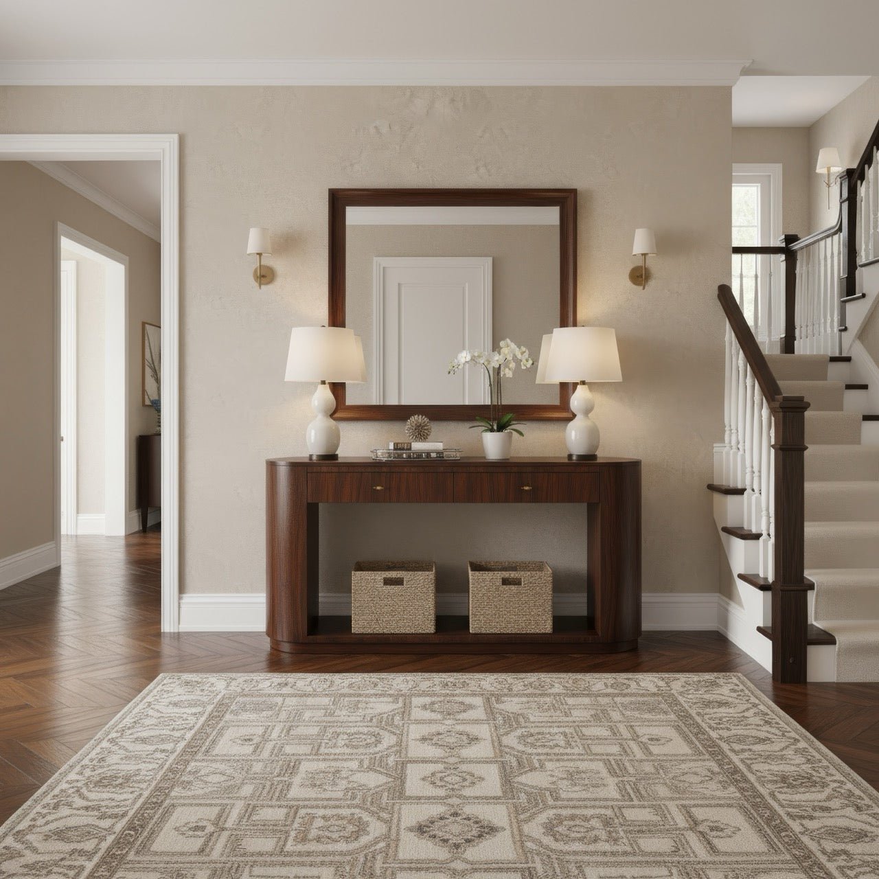 Mid - Century Modern Wood Console Table - English Georgian America
