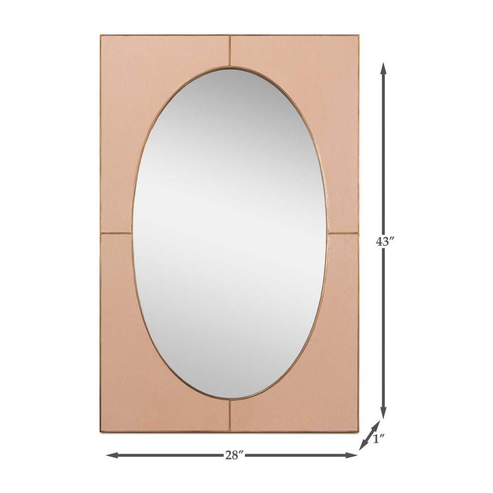 Mid Century Mushroom Leather Mirror - English Georgian America