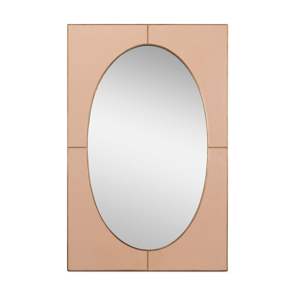 Mid Century Mushroom Leather Mirror - English Georgian America