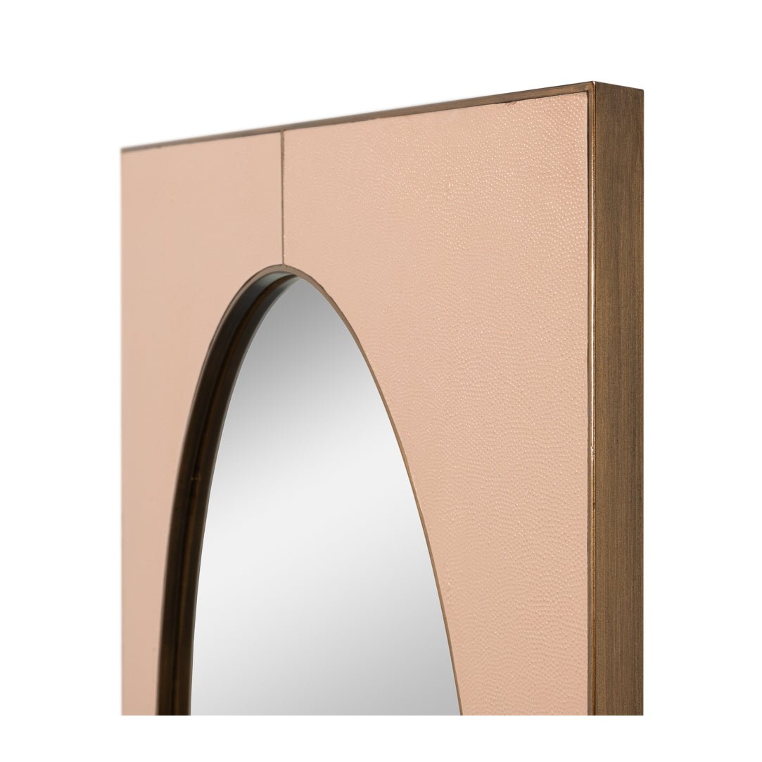 Mid Century Mushroom Leather Mirror - English Georgian America