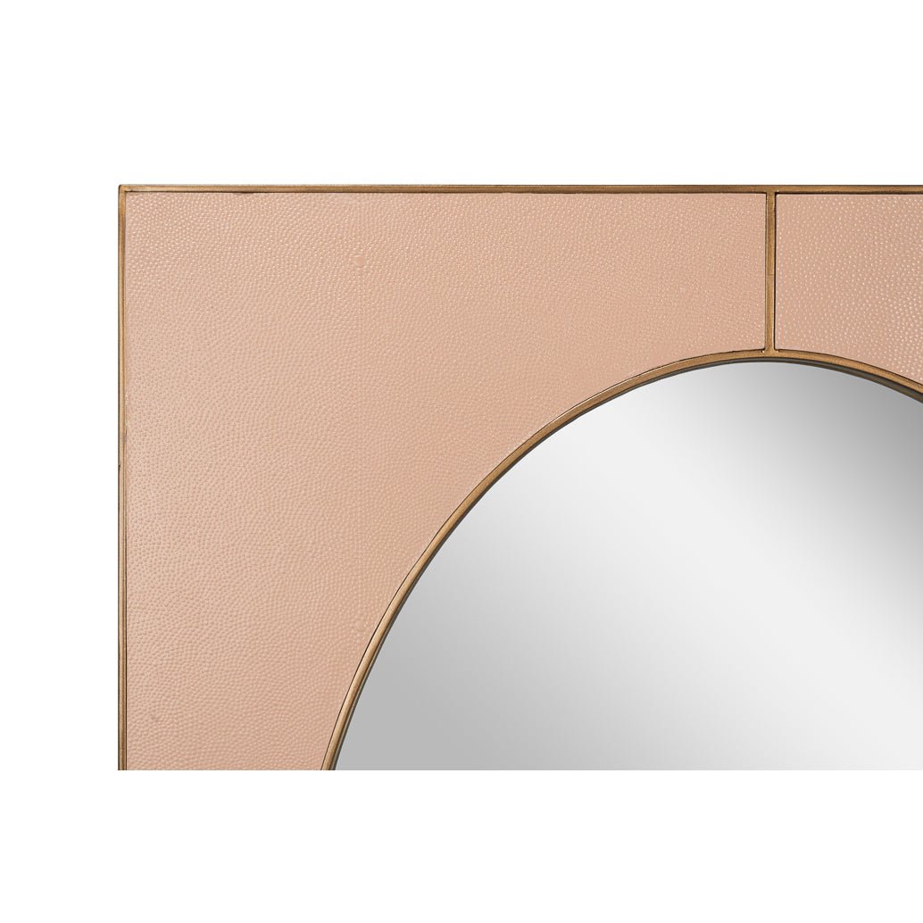 Mid Century Mushroom Leather Mirror - English Georgian America