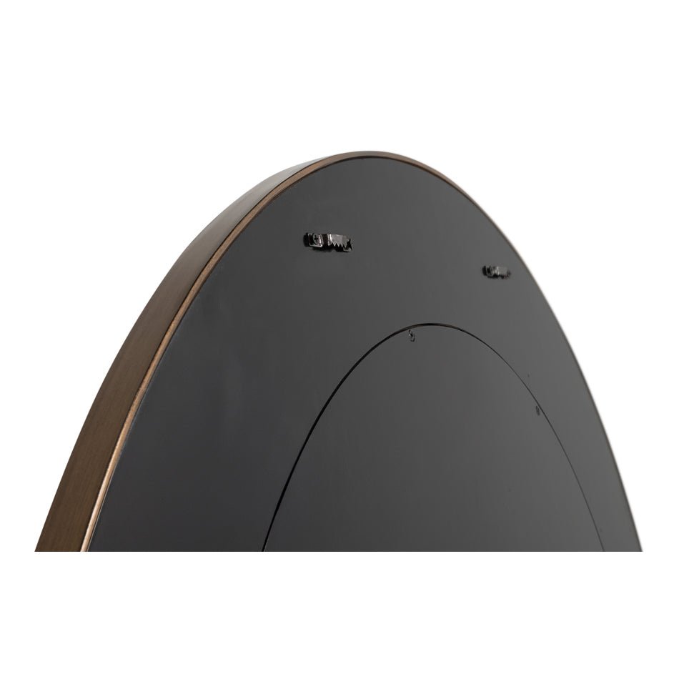 Mid Century Orange Round Leather Mirror - English Georgian America